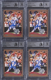 2002 Topps Opening Day #5 Albert Pujols Signed Card Collection (4) - All BGS 10 Autos